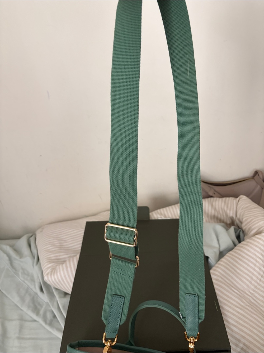 Longchamp Green Trim Woven Straw Crossbody Tote with Bead Charm - Picture 13 of 13